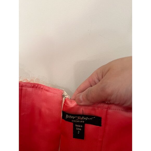 Betsey Johnson Evening Pink Ivory lace Cupcake Mini Dress Size 2 Strapless  EUC - Picture 3 of 11